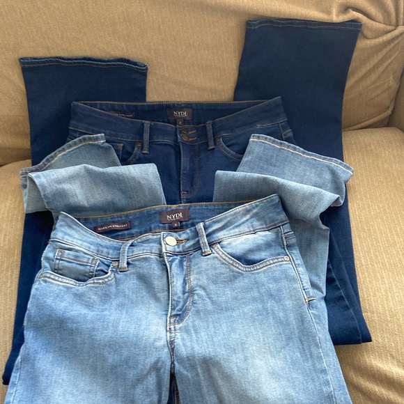 NYDJ Denim - 2 Pairs NYDJ Marilyn Straight Jeans Size 2 - Light + Medium/Dark Wash
